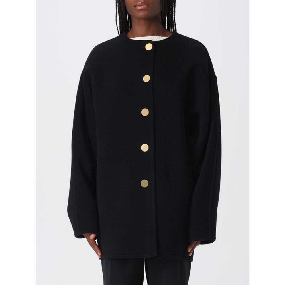 Knee-Length Wool Coat Alberta Ferretti With A Crew Neck And Dropped Shoulders